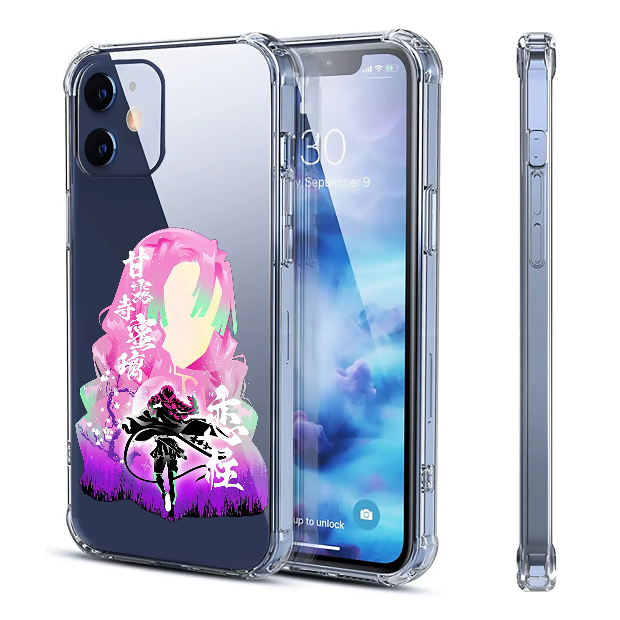 鬼滅の刃 グッズ,甘露寺 蜜璃 - IPhone 12シリーズ対応 ・ 透明スマホケース ・ クリアソフトケース ・ TPU素材 ・ 耐衝撃 ・ 高密着 ・ 防汚 防指紋 ・ 簡単着脱